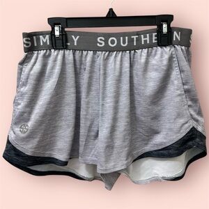SIMPLY SOUTHERN PREPPY HEATHER GREY CHEER SHORTS large